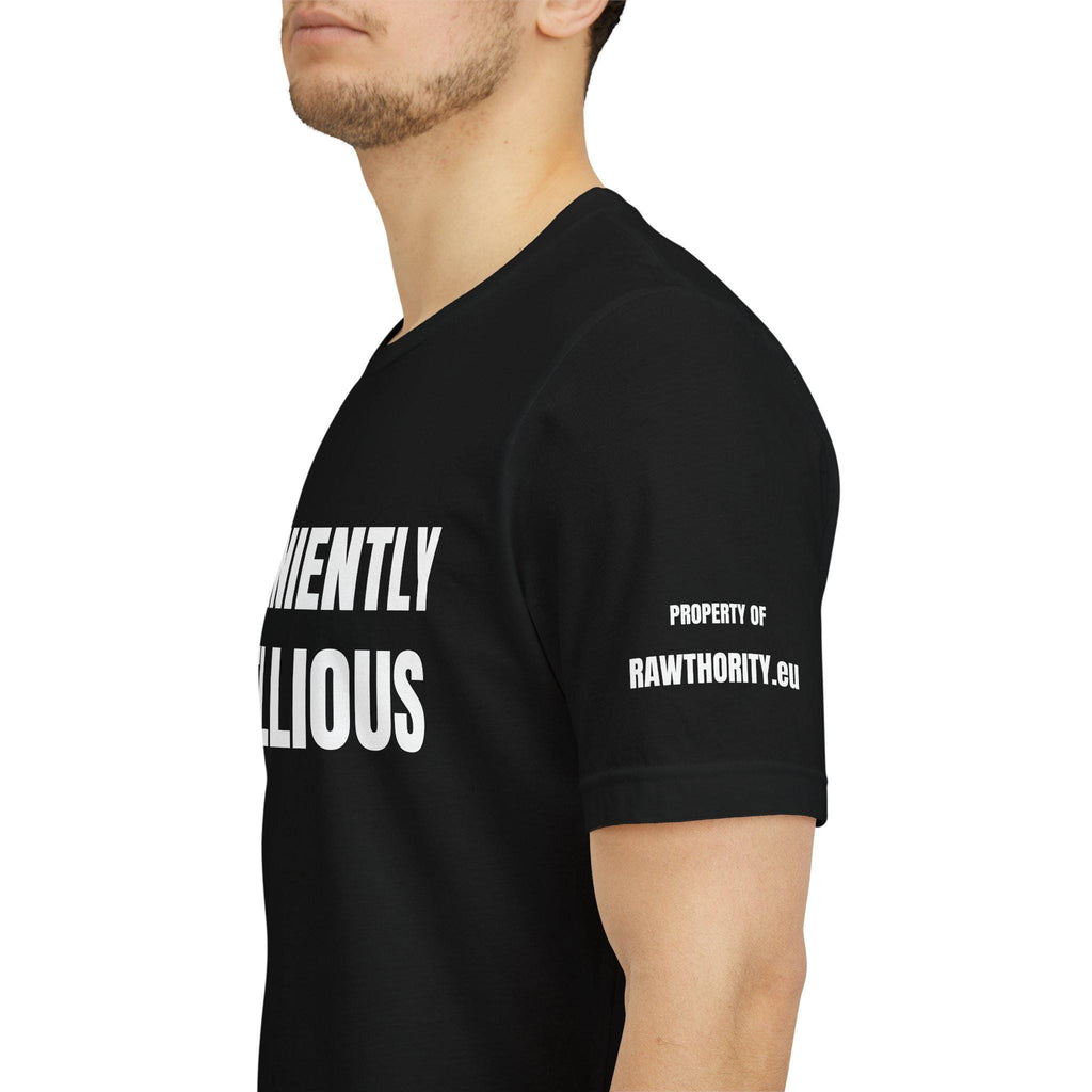 Conveniently Rebellious T-Shirt | Bold Text Graphic Tee, Statement Apparel